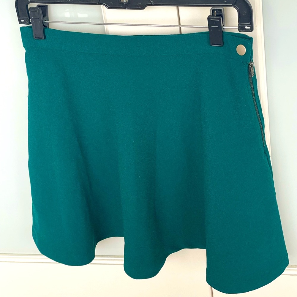 Green High Waisted Flare Skirt
